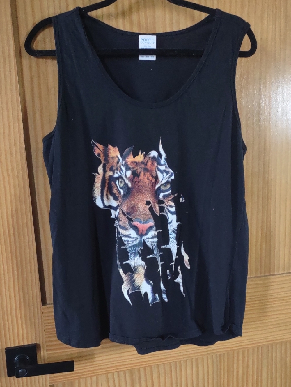 P2X Port Authority Black Tank Top with Tiger Face Graphic